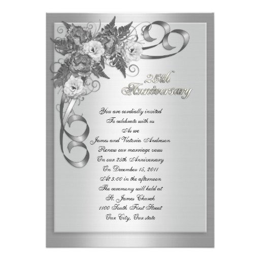 Wedding Renewal Invitations
 25th Wedding anniversary vow renewal White roses 5x7 Paper