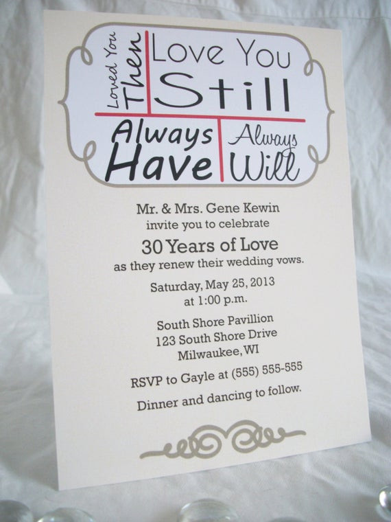 Wedding Renewal Invitations
 Love you still Vow renewal Invitation Digital File