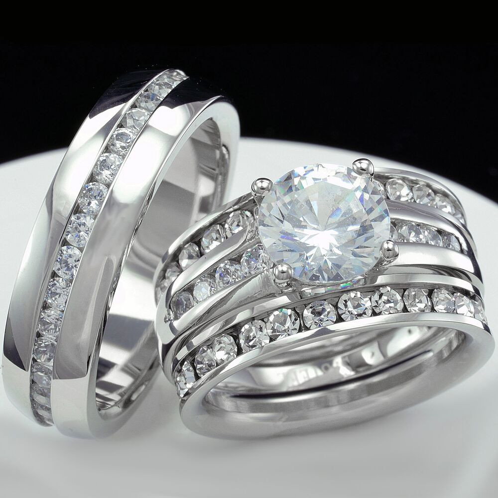 Wedding Ring Sets For Man And Woman
 Women Engagement Wedding Ring Set and Men Wedding Bridal