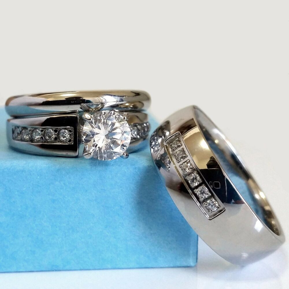 Wedding Ring Sets For Man And Woman
 Wedding Ring Set His and Hers Match Bands Mens Womens