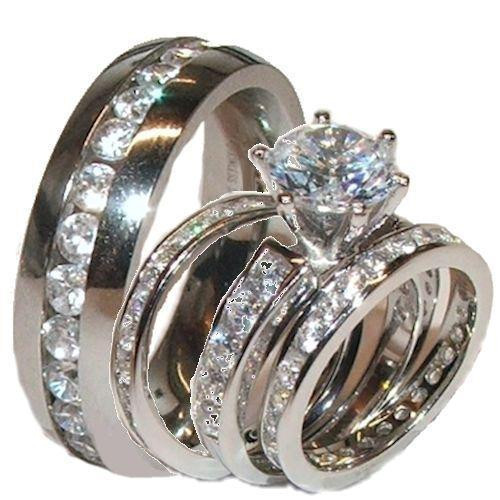 Wedding Ring Sets His And Hers
 His and Hers Wedding Rings Brilliant Cut Cz Eternity Ring