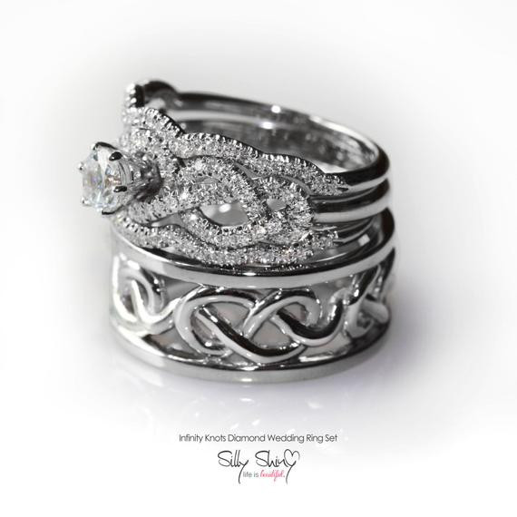Wedding Ring Sets His And Hers
 His & Hers Infinity Knot Wedding Rings Set by
