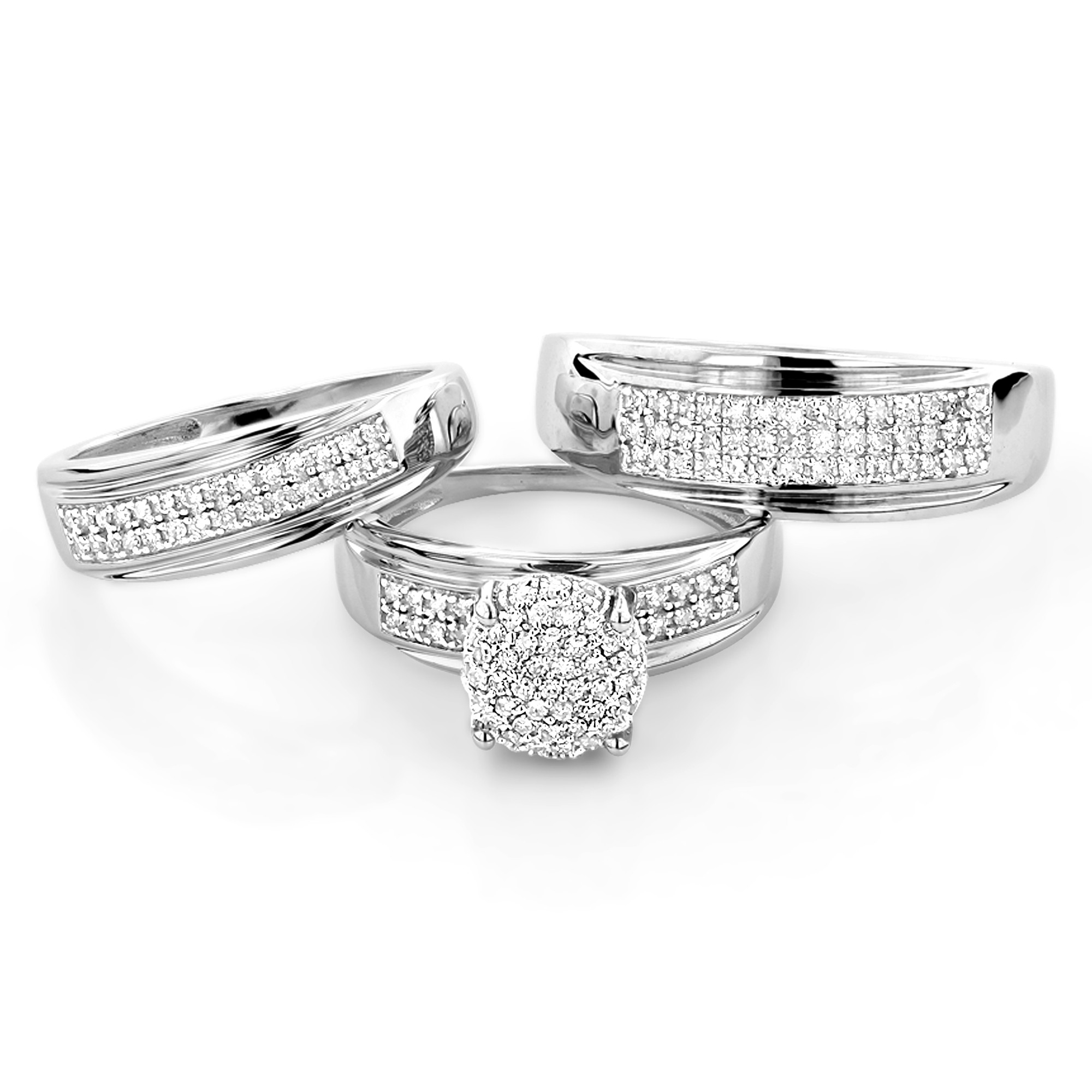 Wedding Ring Sets His And Hers
 10K Gold Engagement Trio Diamond His and Hers Wedding Ring