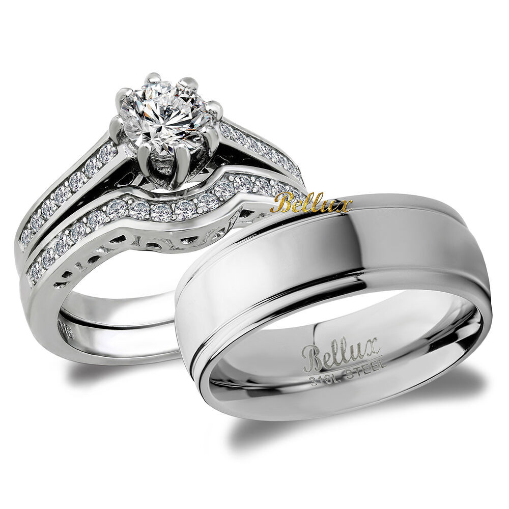 Wedding Ring Sets His And Hers
 His and Hers Bridal Matching Wedding Ring Set