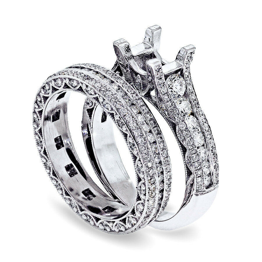 Wedding Ring Settings Without Stones
 BRIDAL SET DIAMOND ENGAGEMENT RING SETTING & WEDDING BAND