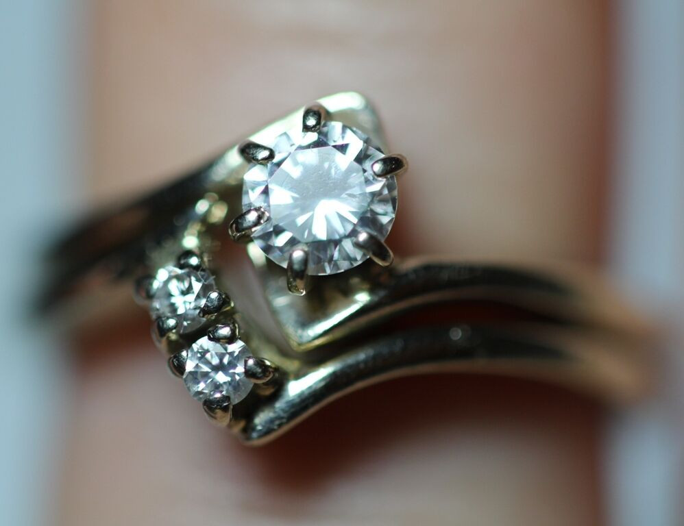 Wedding Ring Wrap
 Vintage 40CT Round Diamond Solitaire 14K Gold Engagement