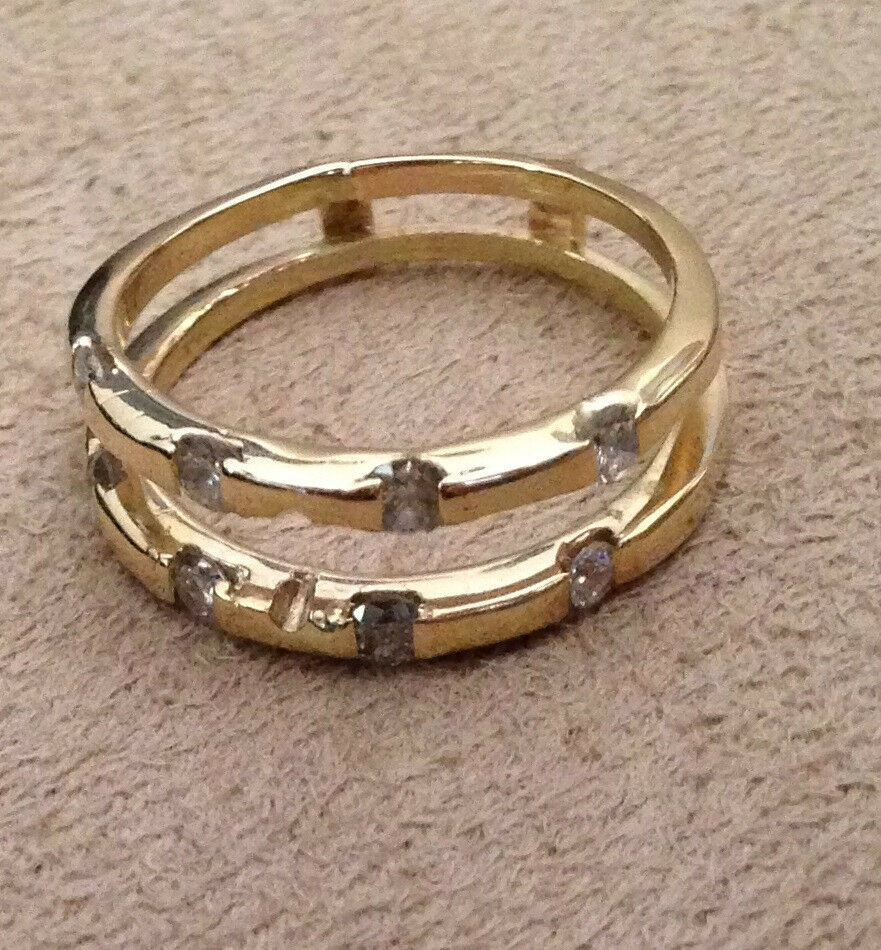 Wedding Ring Wrap
 14KT Yellow Gold Diamond Wedding Anniversary Ring Guard