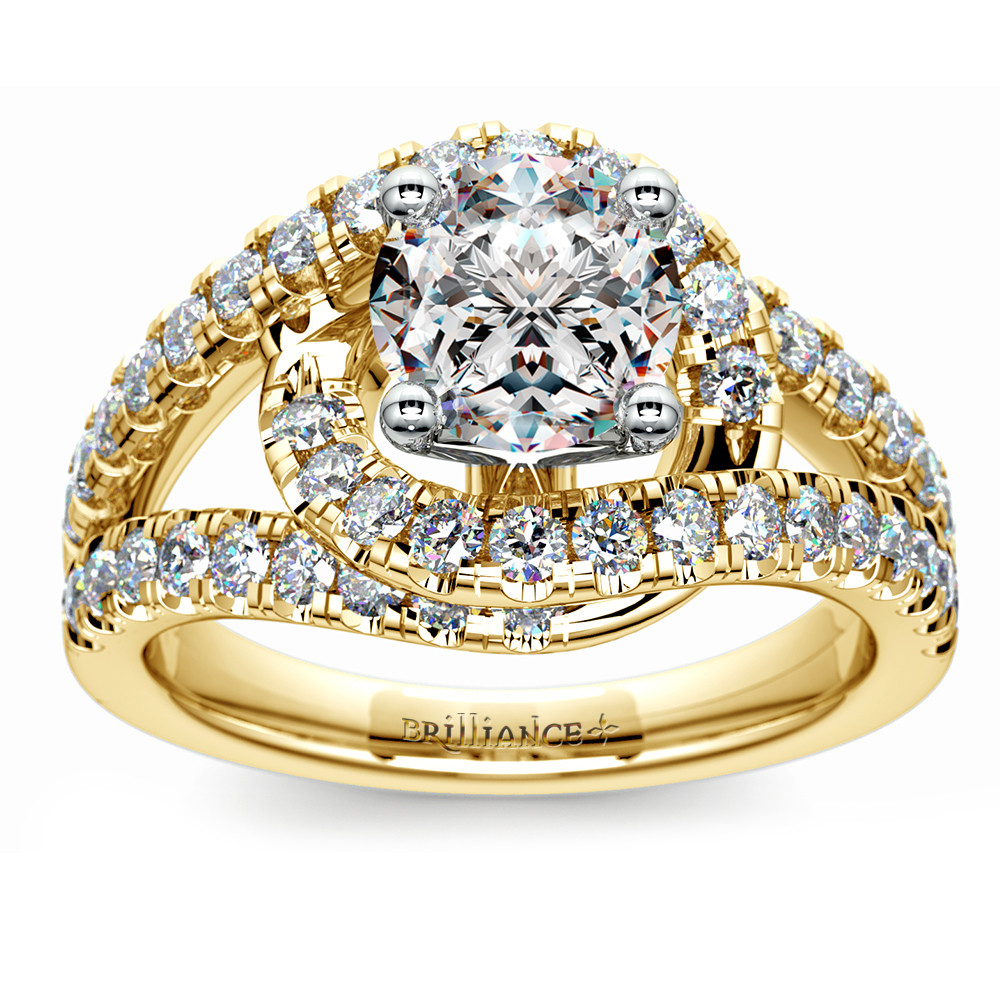 Wedding Ring Wrap
 Split Shank Diamond Wrap Engagement Ring in Yellow Gold