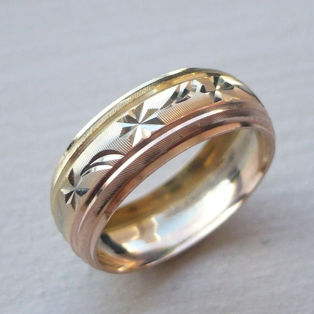 Wedding Rings Gold
 14k Solid Tricolor Gold Men 039 s Women 039 s Wedding Band