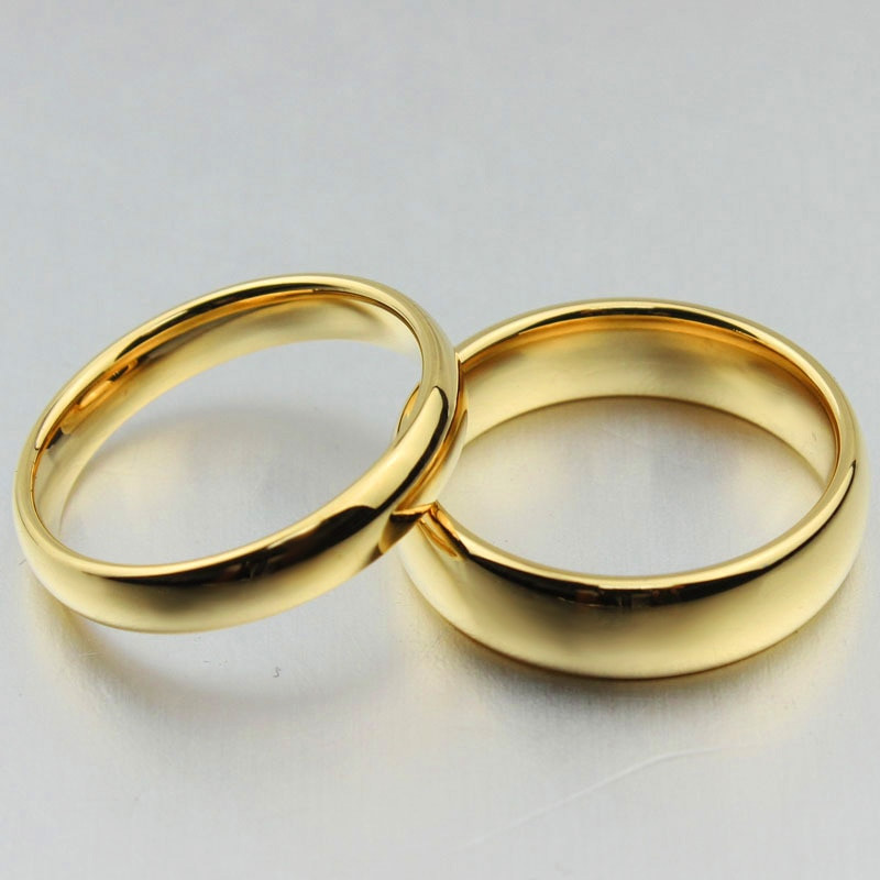 Wedding Rings Gold
 Free Custom Engraving 4mm 6mm Couple s Simple Plain Gold