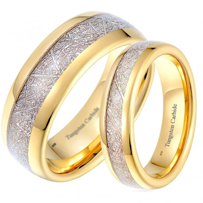 Wedding Rings Gold
 His And Hers Matching Meteorite Inlay Gold Wedding