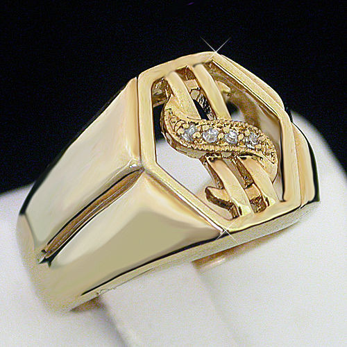 Wedding Rings Las Vegas
 Mens $ DOLLAR LUCKY LAS VEGAS 14K GOLD Layered RING