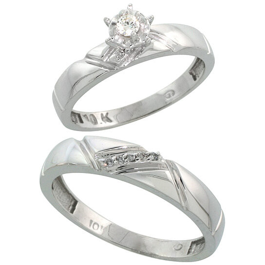 Wedding Rings Set For Him And Her
 Buy 10k White Gold 2 Piece Diamond wedding Engagement Ring