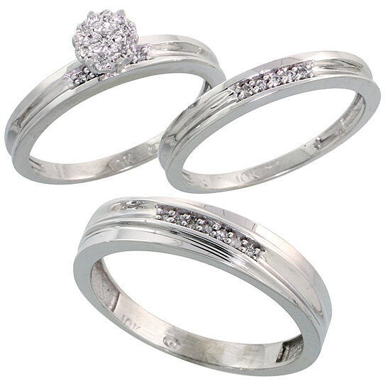 Wedding Rings Set For Him And Her
 Buy 10k White Gold Diamond Trio Engagement Wedding Ring