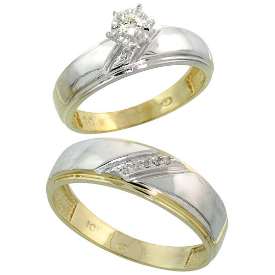 Wedding Rings Set For Him And Her
 Buy 10k Yellow Gold 2 Piece Diamond wedding Engagement
