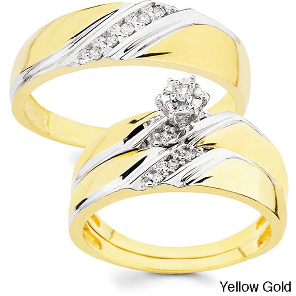 Wedding Rings Set For Him And Her
 Shop 10k Gold 1 10ct TDW His and Her Wedding Ring Set H I