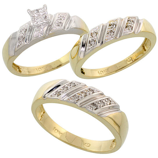 Wedding Rings Set For Him And Her
 Buy 10k Yellow Gold Trio Engagement Wedding Ring Set for