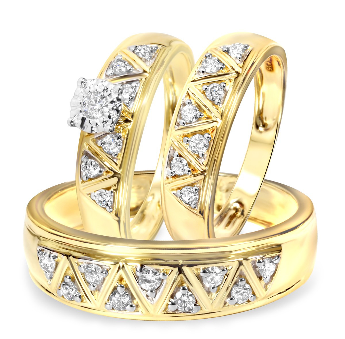 Wedding Rings Trio Sets For Cheap
 1 2 Carat Diamond Trio Wedding Ring Set 14K Yellow Gold
