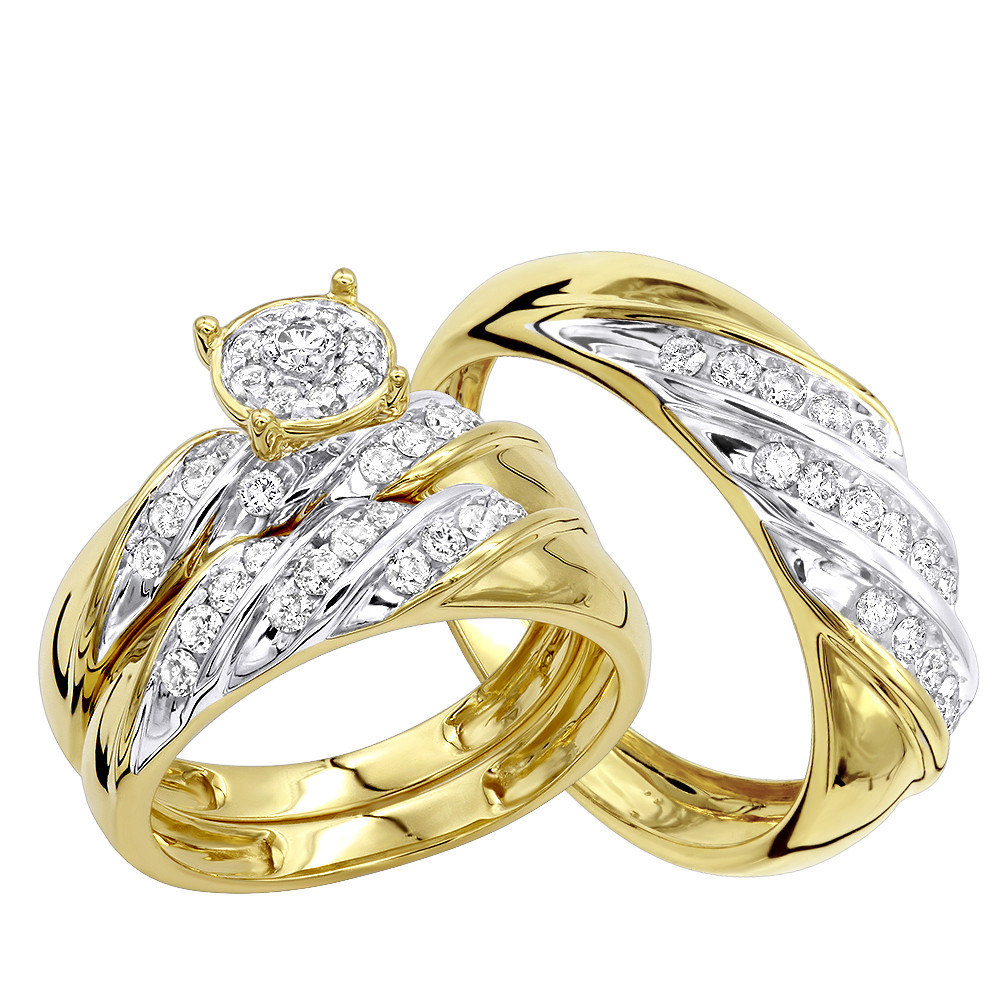 Wedding Rings Trio Sets For Cheap
 Affordable 10K Gold Diamond Engagement Ring Wedding Band