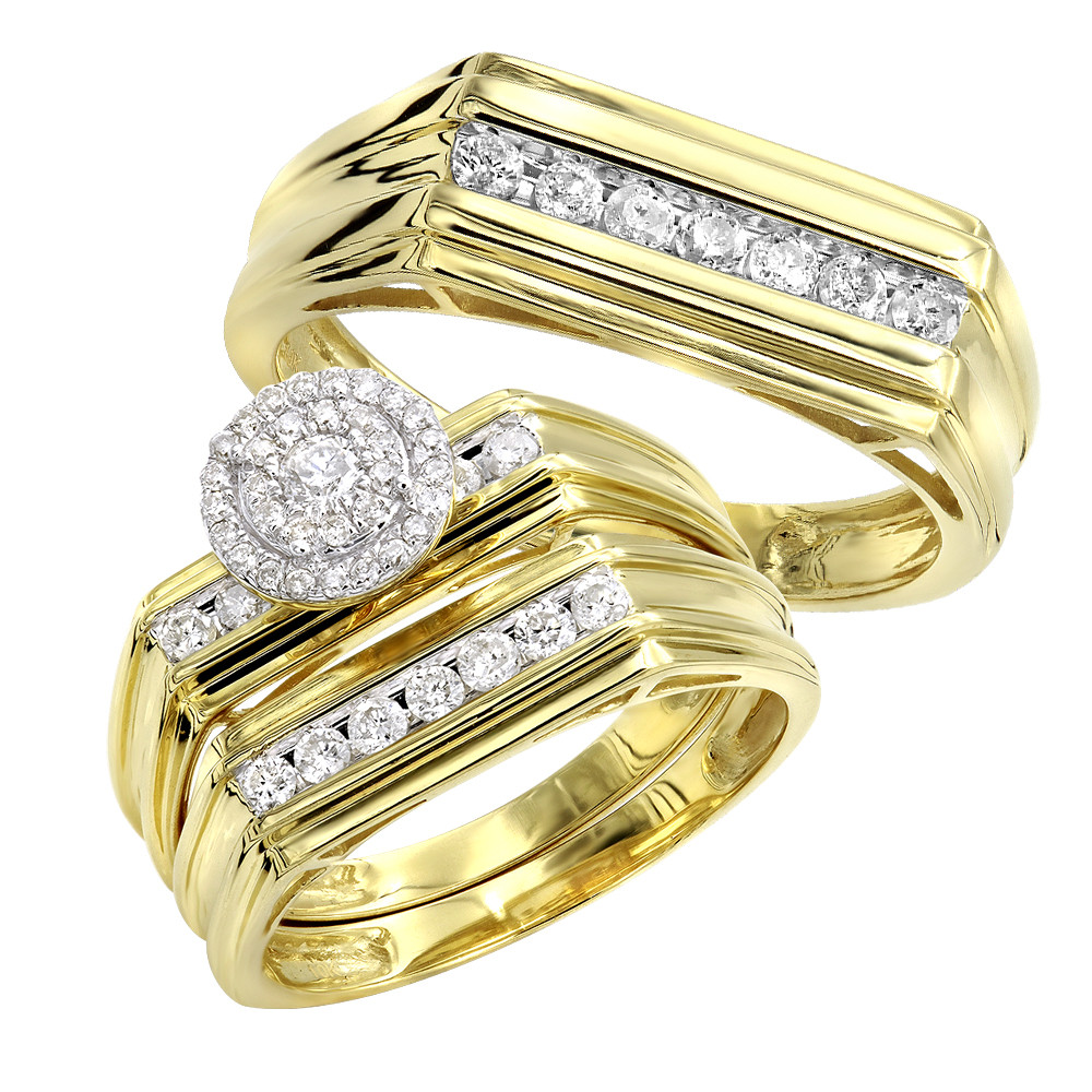 Wedding Rings Trio Sets For Cheap
 10k Gold Affordable Cluster Diamond Engagement Ring