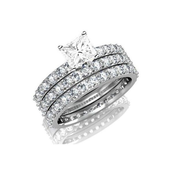 Wedding Rings Trio Sets For Cheap
 Huge 3 Carat Trio WeddinG Bridal Set on Closeout Sale