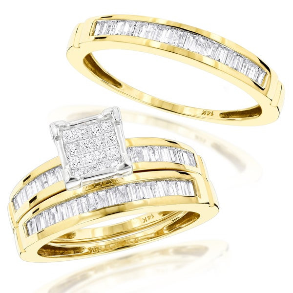 Wedding Rings Trio Sets For Cheap
 Shop Luxurman 14k Gold 1 3 5ct Trio Diamond Engagement