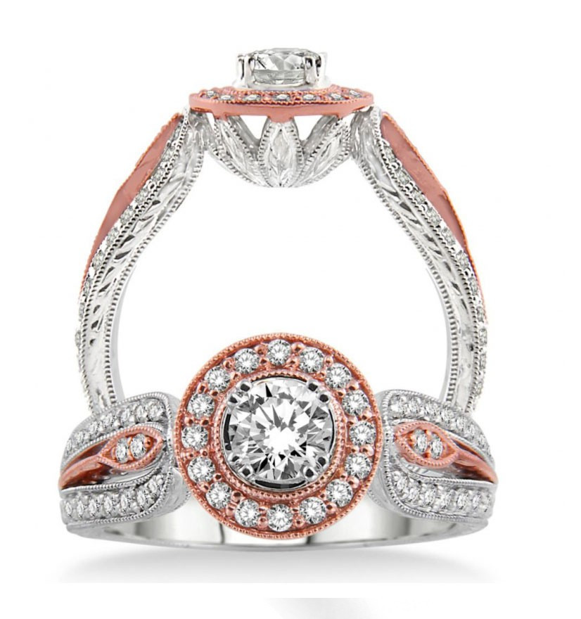 Wedding Rings Under 300
 Unique Designer Round Diamond Engagement Ring in Rose and