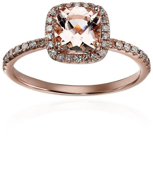 Wedding Rings Under 500
 Vintage Rose Gold Morganite and Diamond Cushion Engagement