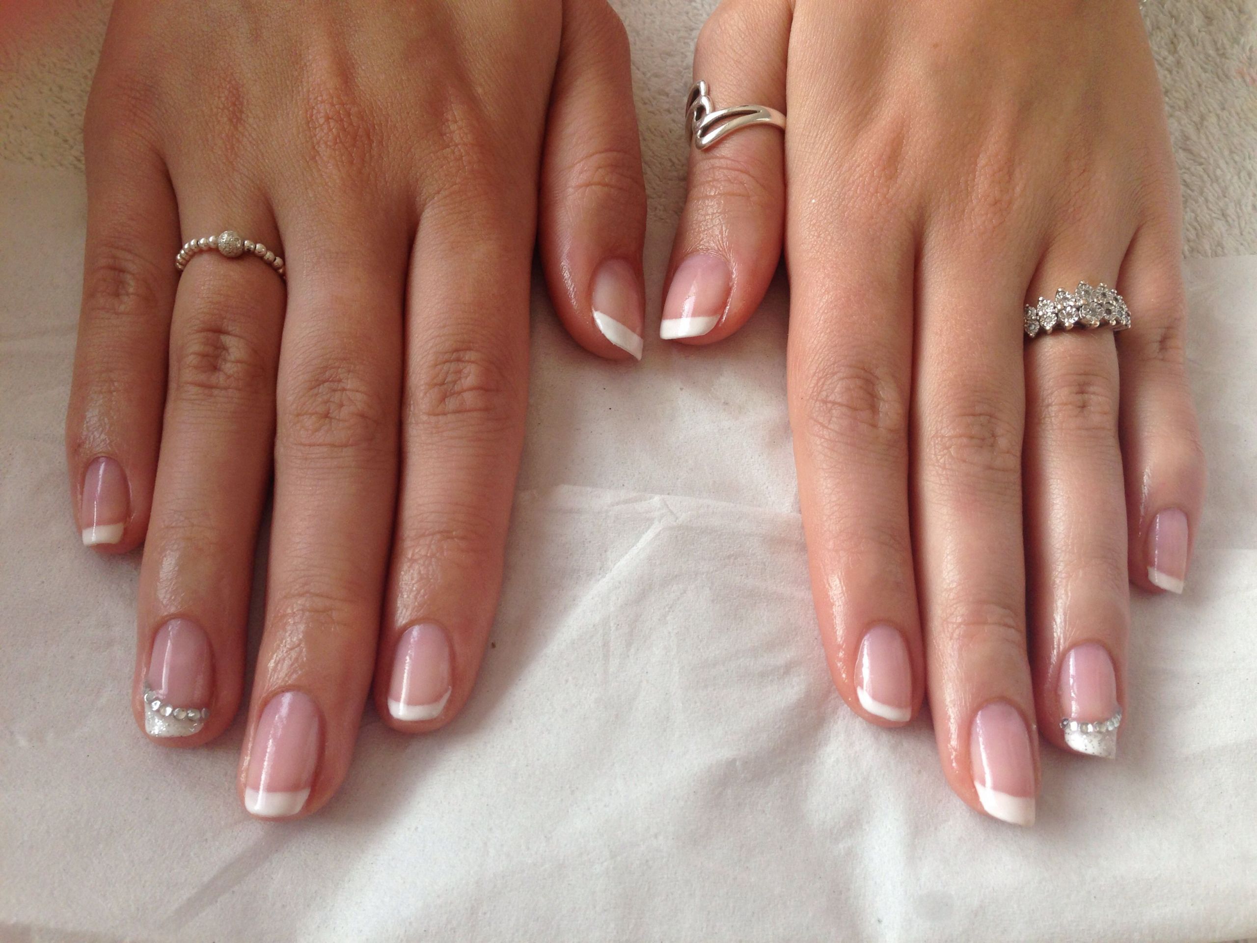 Wedding Shellac Nails
 Wedding nails for bride French manicure using rhinestones