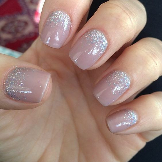 Wedding Shellac Nails
 mauve nails with multi silve glitter