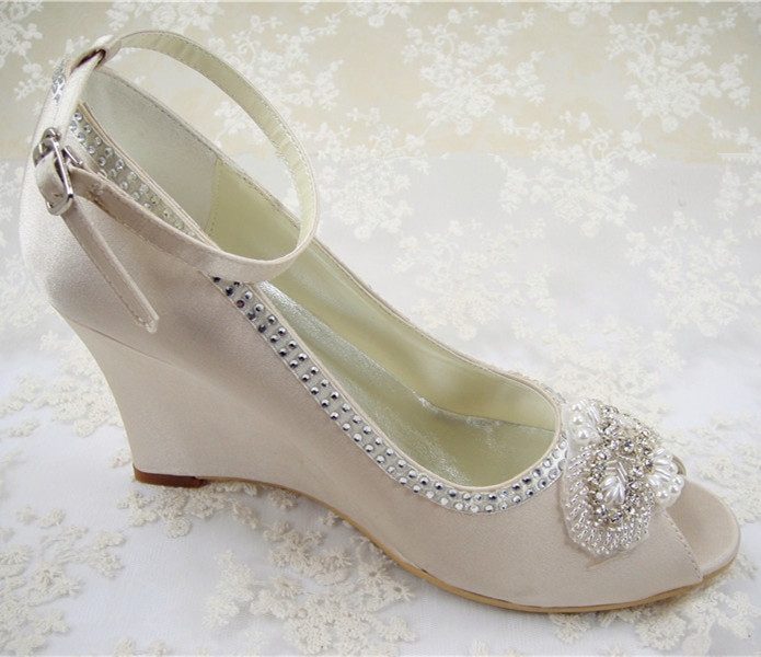 Wedding Shoe Wedges
 Free Shipping Rhinestones Bridal Shoes Women s Wedding