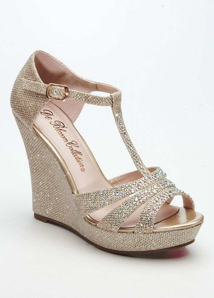 Wedding Shoe Wedges
 David s Bridal Wedding & Bridesmaid Shoes Glitter T Strap