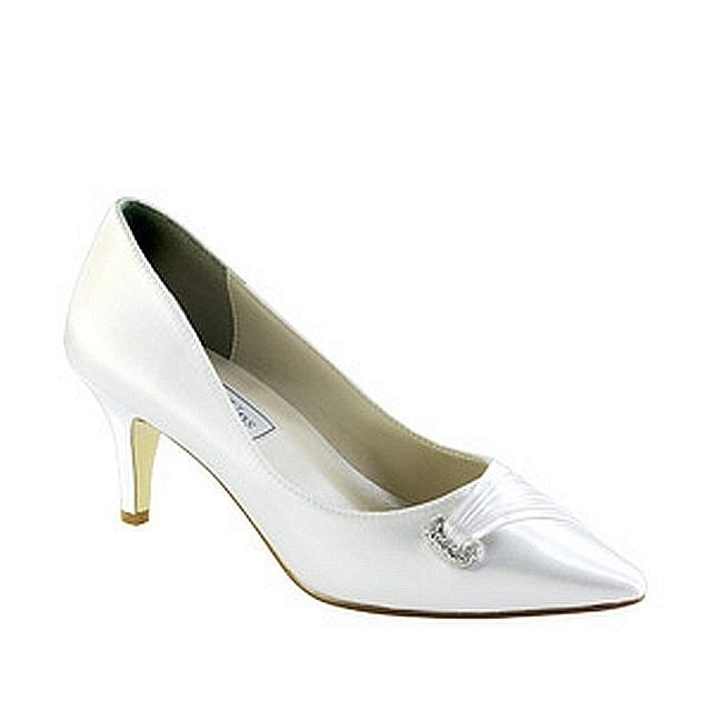 Wedding Shoes Dyeable
 Touch Ups Chandra Dyeable White Satin 2" High Heel Formal