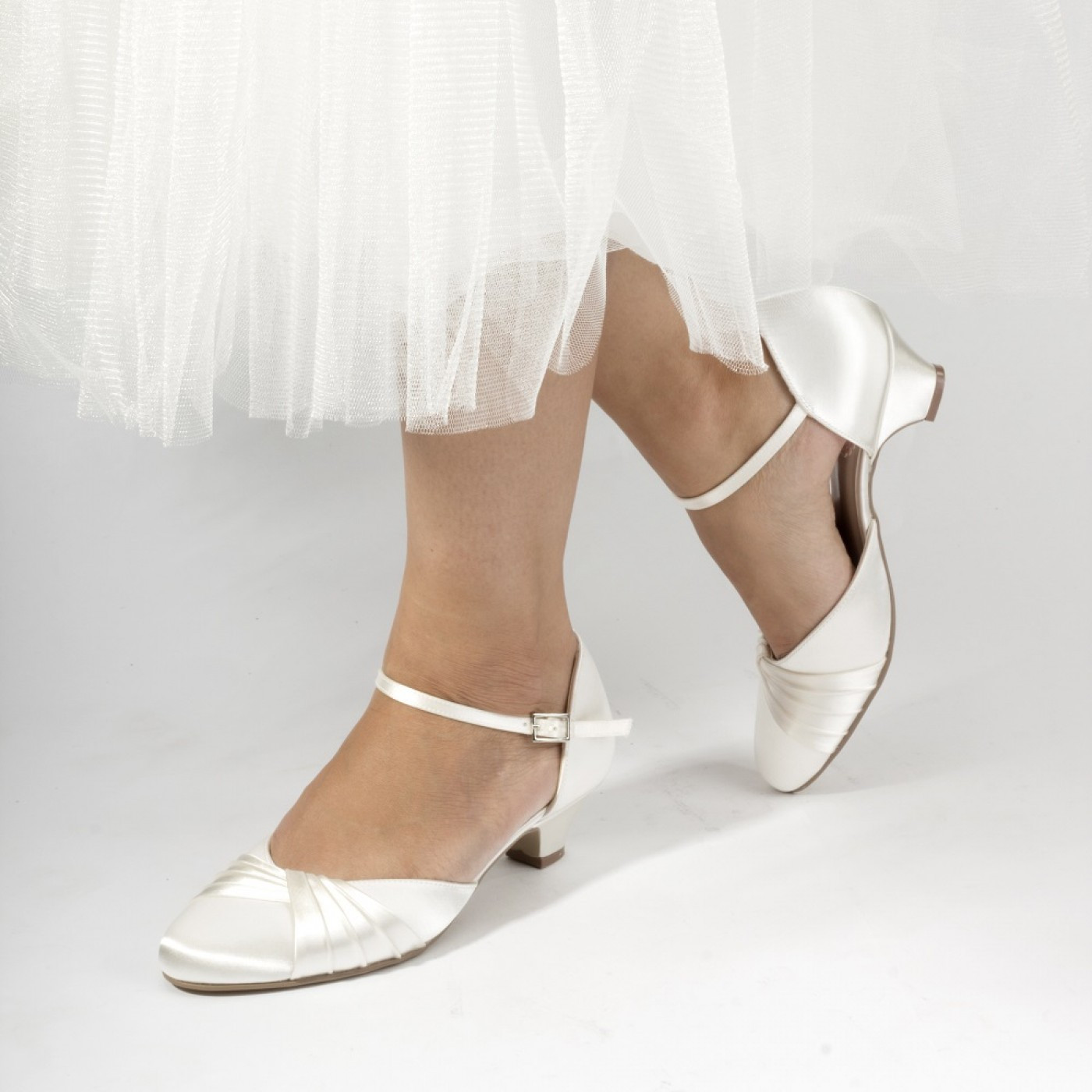 Wedding Shoes Low Heel
 Pink Paradox Protea Dyeable Ivory Satin Low Heel Wedding