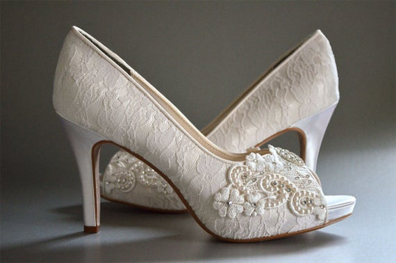 Wedding Shoes With Lace
 Lace Wedding Shoes Womens Wedding Shoes Bridal Shoes