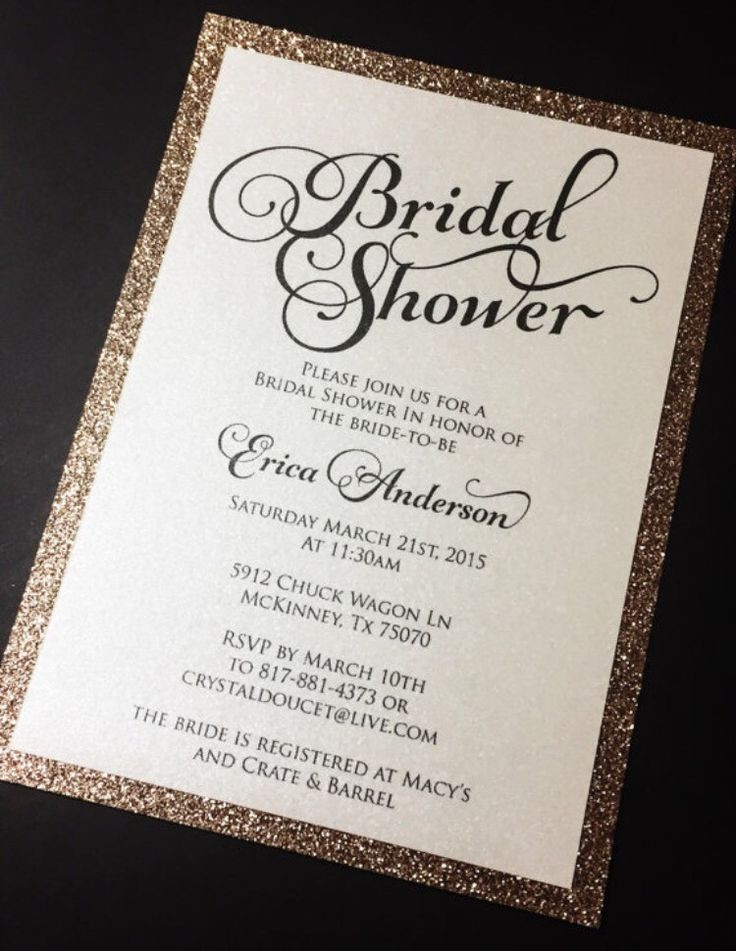Wedding Shower Invitation Wording
 Bridal Shower Invitation Glitter Bridal Shower