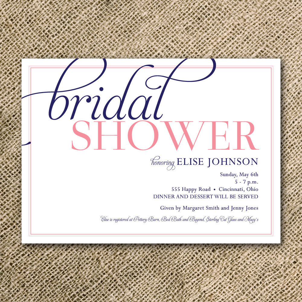 Wedding Shower Invitation Wording
 Bridal Shower Invitation Simple Modern Script by kindlyreply