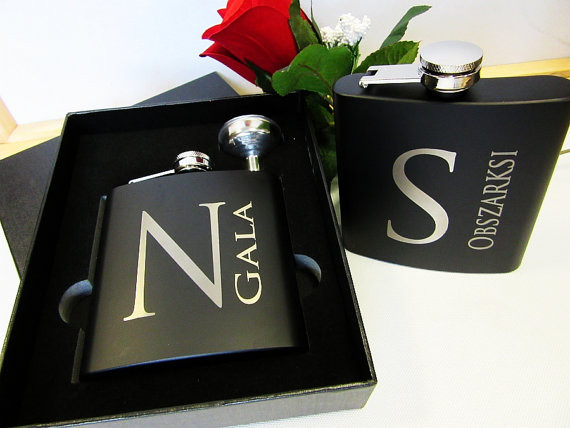 Wedding Usher Gifts
 Groomsmen Gift Set 7 Personalized Matte Black Flask