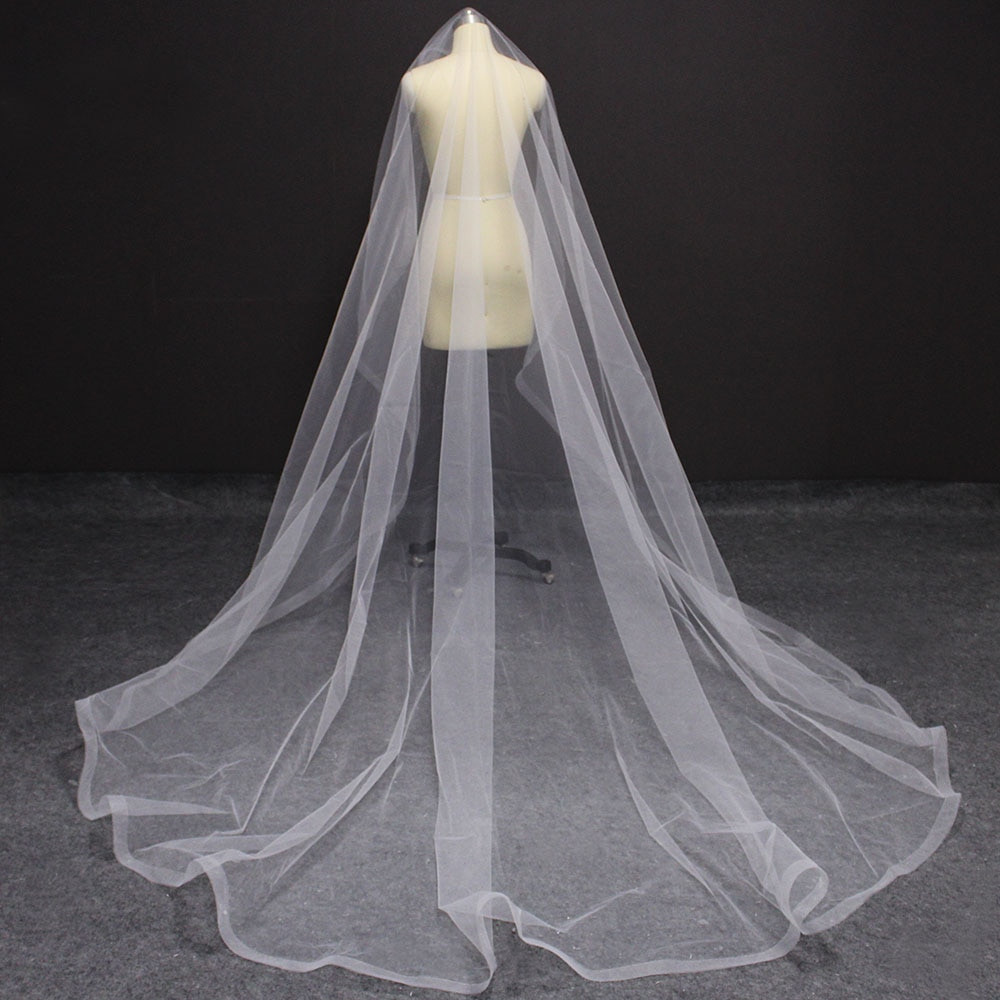 Wedding Veil Covering Face
 Long Horsehair Edge 3 Meters Wedding Veil WITHOUT b e