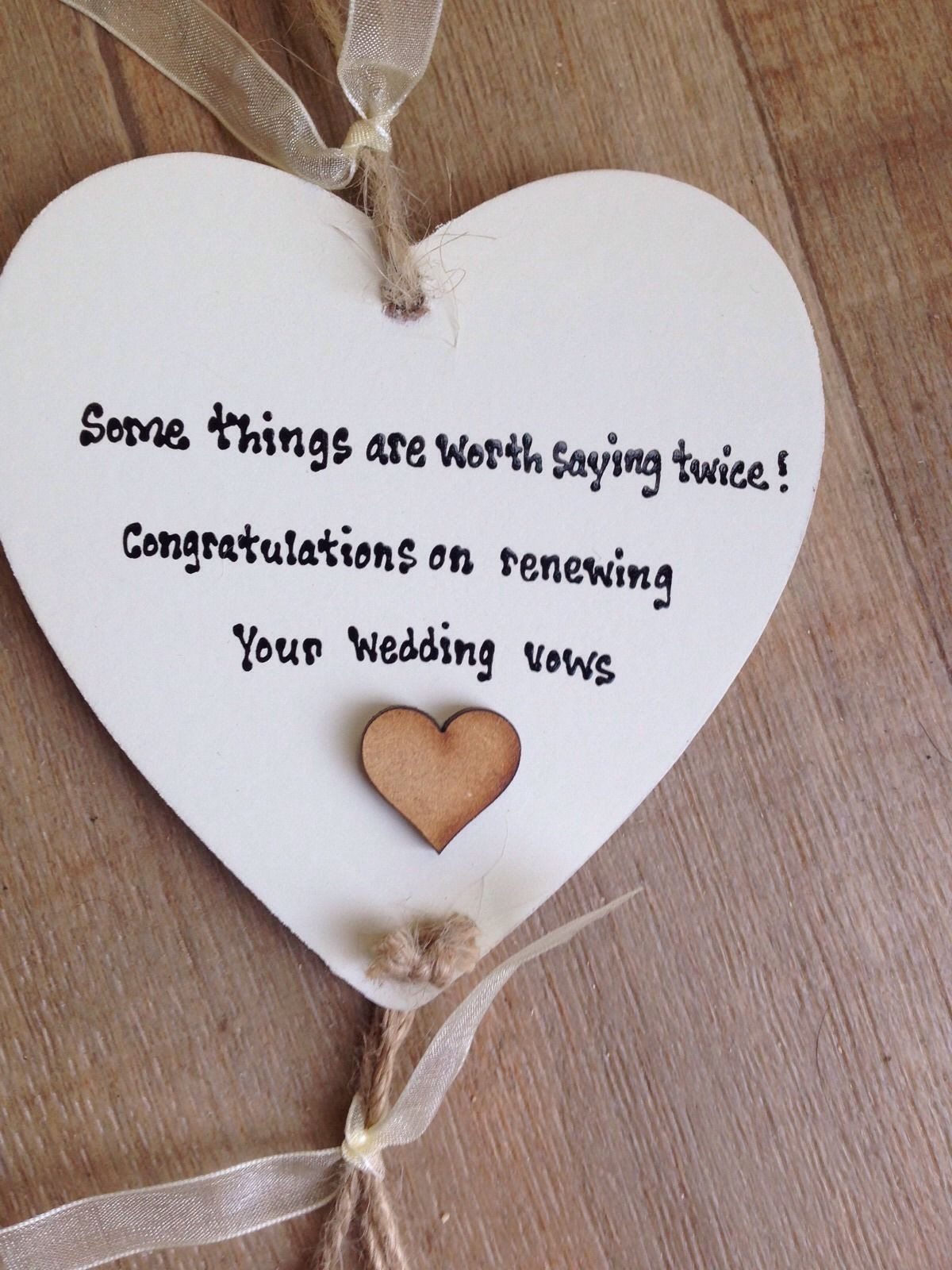 Wedding Vow Renewal Gift Ideas
 Shabby personalised Gift Chic Heart Plaque Renewing