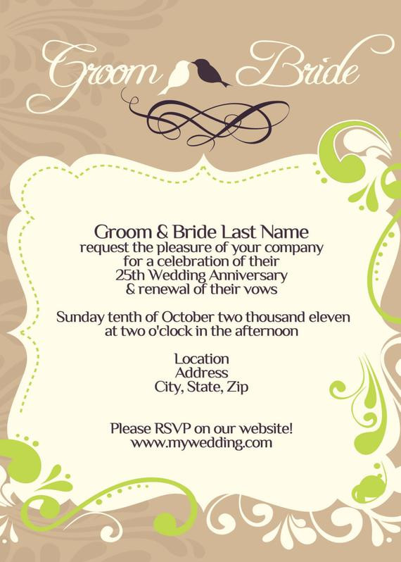 Wedding Vow Renewal Invitation Wording
 Items similar to Wedding Vow Renewal Invitation I