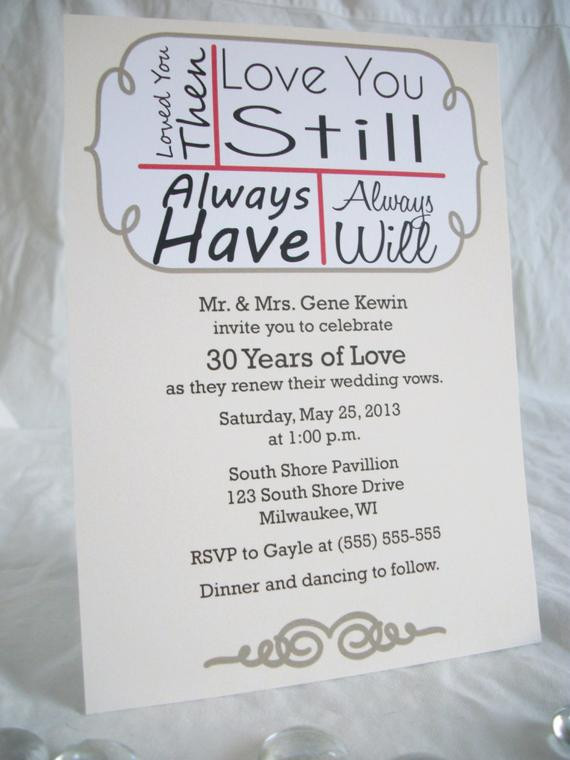 Wedding Vow Renewal Invitation Wording
 Love you still Vow renewal Invitation Digital File