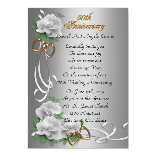 Wedding Vow Renewals
 50th Wedding anniversary vow renewal white roses Card