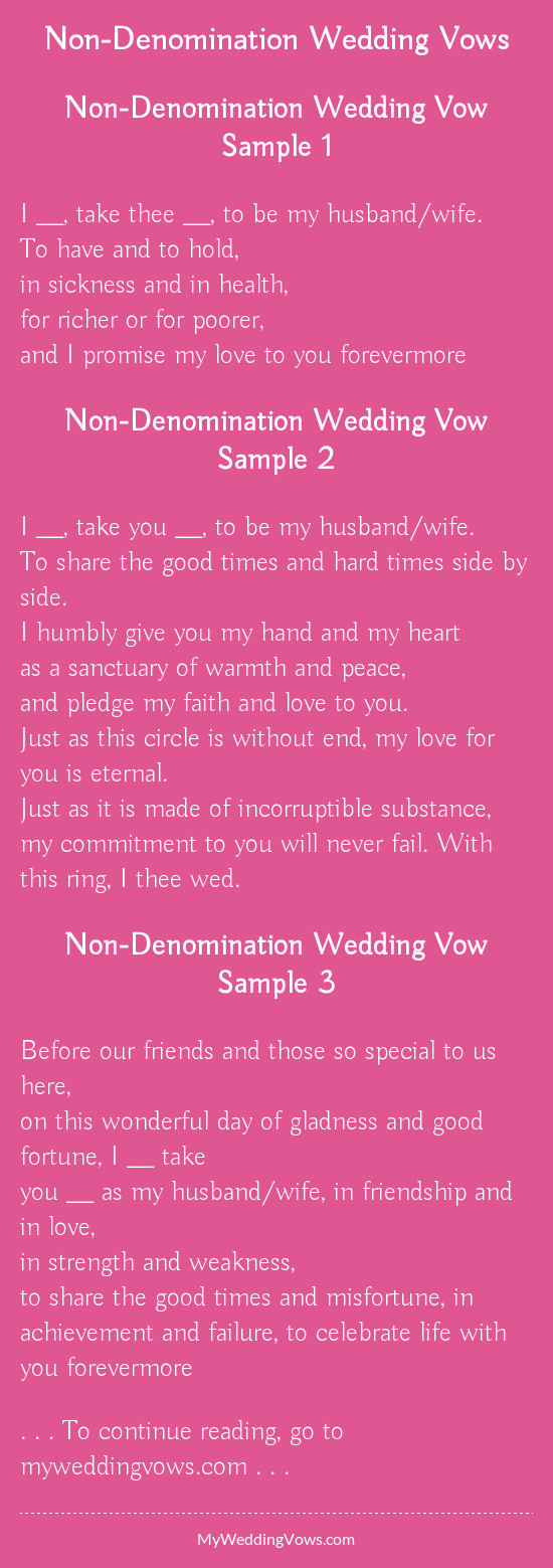 Wedding Vows I Promise
 Non Denomination Wedding Vows