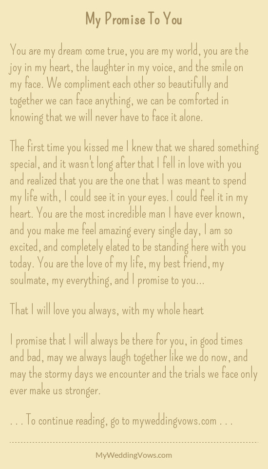 Wedding Vows I Promise
 My Promise To You vows 8