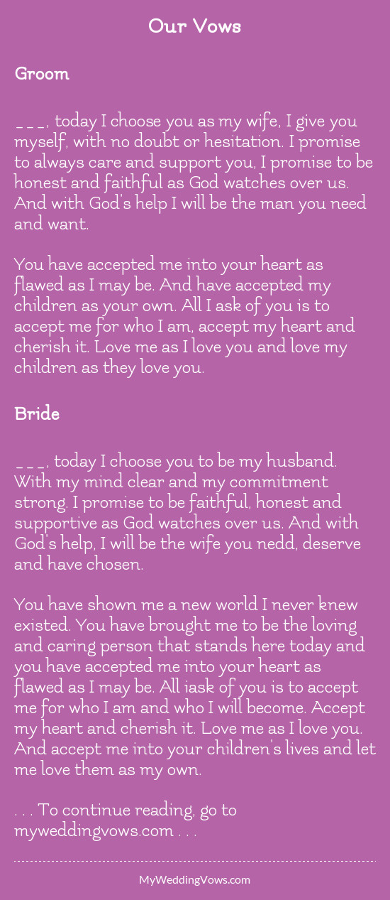 Wedding Vows I Promise
 Our Vows in 2019 moms wedding