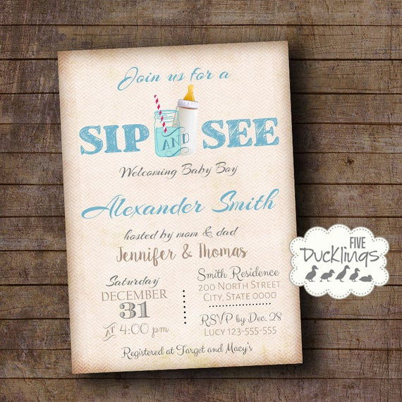 Welcome Baby Party Invitations
 Sip and See Invitation wel e baby party Invite Baby boy