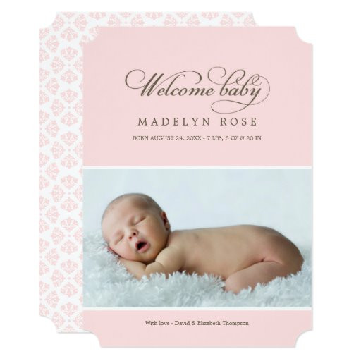 Welcome Baby Party Invitations
 Wel e Baby Birth Announcement Pink