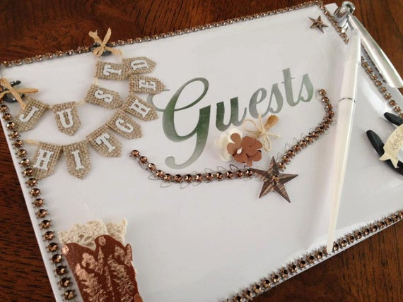 Western Wedding Guest Book
 Western Wedding Anniversary Themed Guest Book and Pen