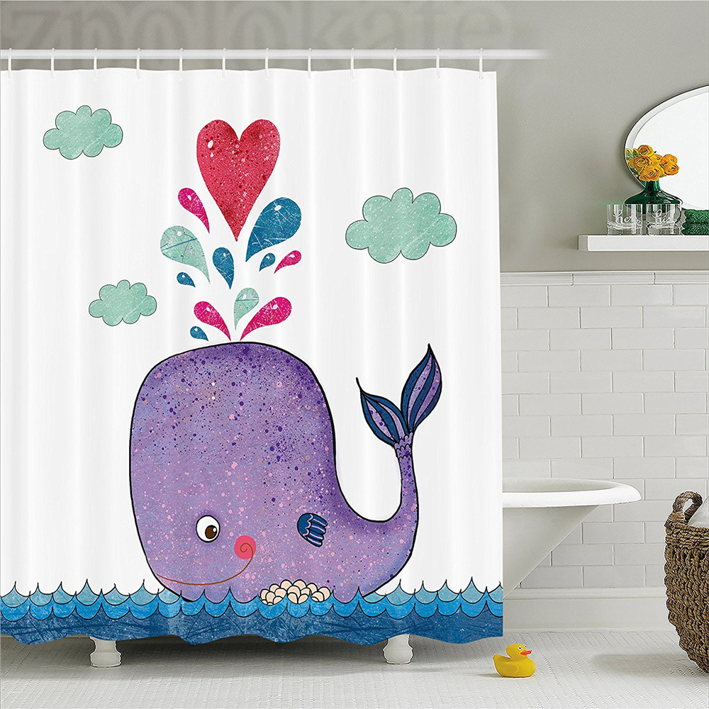 Whale Bathroom Decor
 Whale Decor Shower Curtain Cute Smiley Whale with Lovely